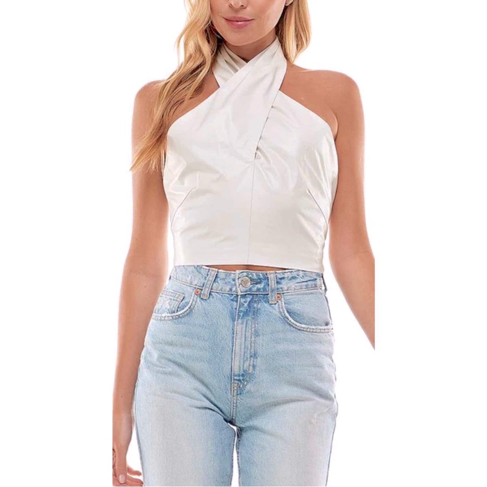 Charlie Twisted Leather Halter Top